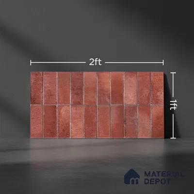 Subway Look Floor Tile TL 10372 B Artistic clay 24 x 12 inch Glossy Finish Ceramic Tile - 9 mm | Suitable For Bathroom, Kitchen & Dining Area | Please Expect a Slight Variation of Pattern