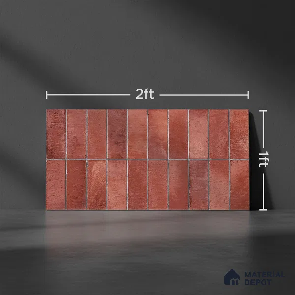 Subway Look Floor Tile TL 10372 B Artistic clay 24 x 12 inch Glossy Finish Ceramic Tile - 9 mm | Suitable For Bathroom, Kitchen & Dining Area | Please Expect a Slight Variation of Pattern