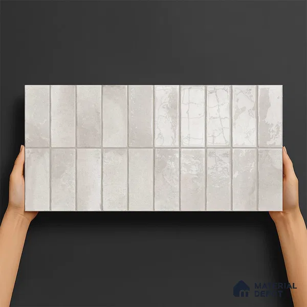 Subway Look Floor Tile TL 10372 C Artistic snowy 24 x 12 inch Glossy Finish Ceramic Tile - 9 mm | Suitable for Kitchen, Bathroom & Dining Area | Please Expect a Slight Variation of Pattern