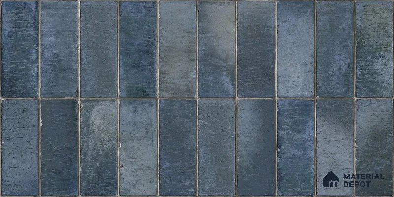 Subway Look Floor Tile TL 10372 Artistic blue 24 x 12 inch Glossy Finish Ceramic Tile - 9 mm | Suitable for Kitchen, Bathroom & Dining Area | Please Expect a Slight Variation of Pattern