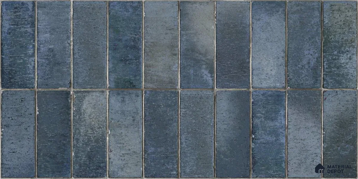 Subway Look Floor Tile TL 10372 Artistic blue 24 x 12 inch Glossy Finish Ceramic Tile - 9 mm | Suitable for Kitchen, Bathroom & Dining Area | Please Expect a Slight Variation of Pattern