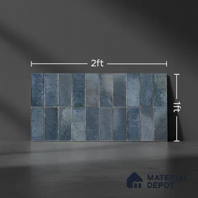 Subway Look Floor Tile TL 10372 Artistic blue 24 x 12 inch Glossy Finish Ceramic Tile - 9 mm | Suitable for Kitchen, Bathroom & Dining Area | Please Expect a Slight Variation of Pattern