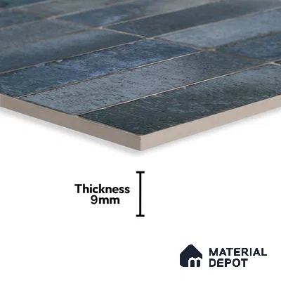 Subway Look Floor Tile TL 10372 Artistic blue 24 x 12 inch Glossy Finish Ceramic Tile - 9 mm | Suitable for Kitchen, Bathroom & Dining Area | Please Expect a Slight Variation of Pattern