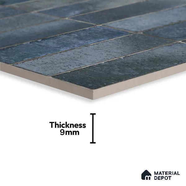 Subway Look Floor Tile TL 10372 Artistic blue 24 x 12 inch Glossy Finish Ceramic Tile - 9 mm | Suitable for Kitchen, Bathroom & Dining Area | Please Expect a Slight Variation of Pattern