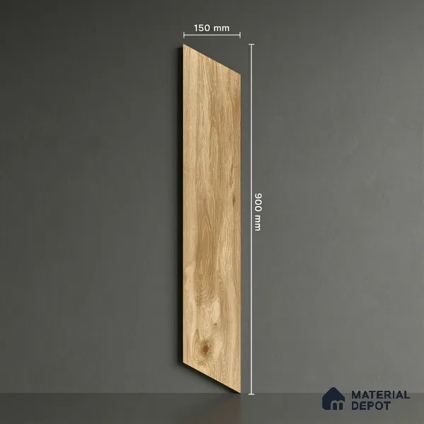 Wood Look Floor Tile TL 10724 Chevron Oaklore Beige 3 ft x 6 inch Matte Finish Porcelain Tile - 9 mm | Random 6 | Suitable For living Room, Bedroom, Bathroom | 2-3 mm Spacer is Mandatory