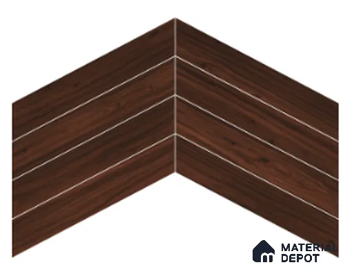 Wood Look Floor Tile TL 10399 Chevron Pecan 35.43 inch x 6 inch Matte Finish Porcelain Tile - 9 mm | Suitable For living Room, Bedroom, Bathroom | 2-3 mm Spacer is Mandatory