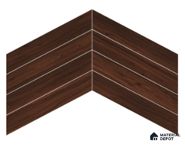 Wood Look Floor Tile TL 10399 Chevron Pecan 35.43 inch x 6 inch Matte Finish Porcelain Tile - 9 mm | Suitable For living Room, Bedroom, Bathroom | 2-3 mm Spacer is Mandatory
