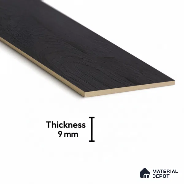 Wood Look Floor Tile TL 10383 Classic Jet Black 35.43 inch x 6 inch Matte Finish Vitrified Tile - 9 mm | Suitable For living Room, Bedroom, Bathroom | 2-3 mm Spacer is Mandatory