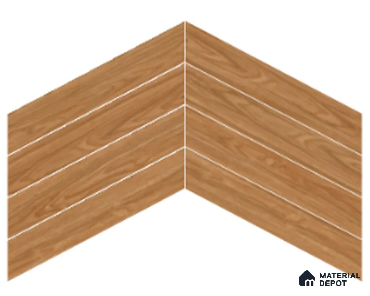 Wood Look Floor Tile TL 10392 Chevron Treviso 35.43 inch x 6 inch Matte Finish Porcelain Tile - 9 mm | Suitable For living Room, Bedroom, Bathroom | 2-3 mm Spacer is Mandatory