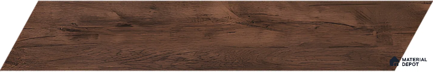 Wood Look Floor Tile TL 10393 B Chevron Tropez Prune 35.43 inch x 6 inch Matte Finish Porcelain Tile - 9 mm | Suitable For living Room, Bedroom, Bathroom | 2-3 mm Spacer is Mandatory