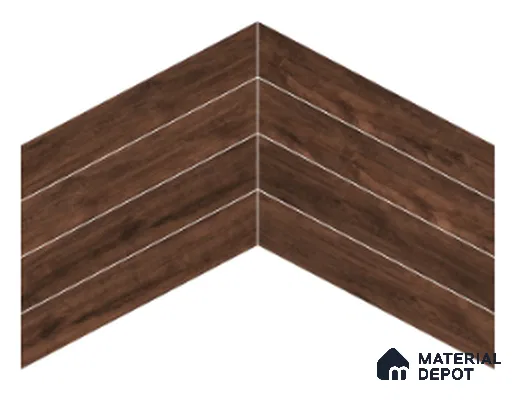 Wood Look Floor Tile TL 10393 B Chevron Tropez Prune 35.43 inch x 6 inch Matte Finish Porcelain Tile - 9 mm | Suitable For living Room, Bedroom, Bathroom | 2-3 mm Spacer is Mandatory