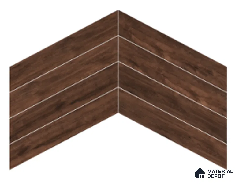 Wood Look Floor Tile TL 10393 B Chevron Tropez Prune 35.43 inch x 6 inch Matte Finish Porcelain Tile - 9 mm | Suitable For living Room, Bedroom, Bathroom | 2-3 mm Spacer is Mandatory