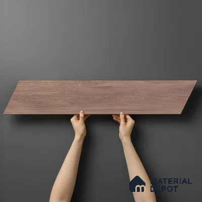 Wood Look Floor Tile TL 10393 Chevron Tropez Pewter 35.43 inch x 6 inch Matte Finish Porcelain Tile - 9 mm | Suitable For living Room, Bedroom, Bathroom | 2-3 mm Spacer is Mandatory