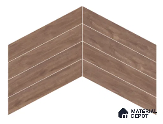 Wood Look Floor Tile TL 10393 Chevron Tropez Pewter 35.43 inch x 6 inch Matte Finish Porcelain Tile - 9 mm | Suitable For living Room, Bedroom, Bathroom | 2-3 mm Spacer is Mandatory