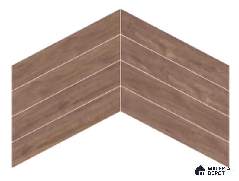 Wood Look Floor Tile TL 10393 Chevron Tropez Pewter 35.43 inch x 6 inch Matte Finish Porcelain Tile - 9 mm | Suitable For living Room, Bedroom, Bathroom | 2-3 mm Spacer is Mandatory