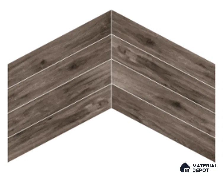 Wood Look Floor Tile TL 10394 Chevron Twilight 35.43 inch x 6 inch Matte Finish Porcelain Tile - 9 mm | Suitable For living Room, Bedroom, Bathroom | 2-3 mm Spacer is Mandatory