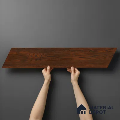 Wood Look Floor Tile TL 10381 Brown Walnut 35.43 inch x 6 inch Matte Finish Vitrified Tile - 9 mm | Suitable For living Room, Bedroom, Bathroom | 2-3 mm Spacer is Mandatory
