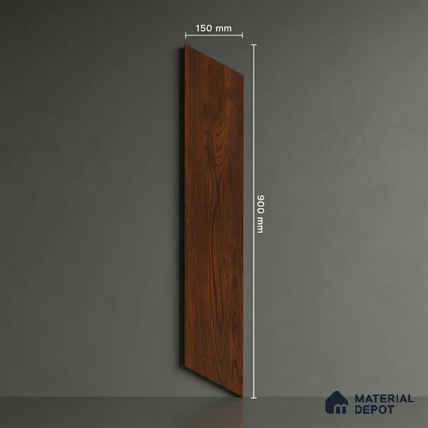 Wood Look Floor Tile TL 10381 Brown Walnut 35.43 inch x 6 inch Matte Finish Vitrified Tile - 9 mm | Suitable For living Room, Bedroom, Bathroom | 2-3 mm Spacer is Mandatory