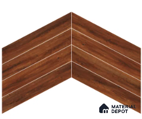 Wood Look Floor Tile TL 10402 Chevron Sedona 35.43 inch x 6 inch Matte Finish Porcelain Tile - 9 mm | Suitable For living Room, Bedroom, Bathroom | 2-3 mm Spacer is Mandatory