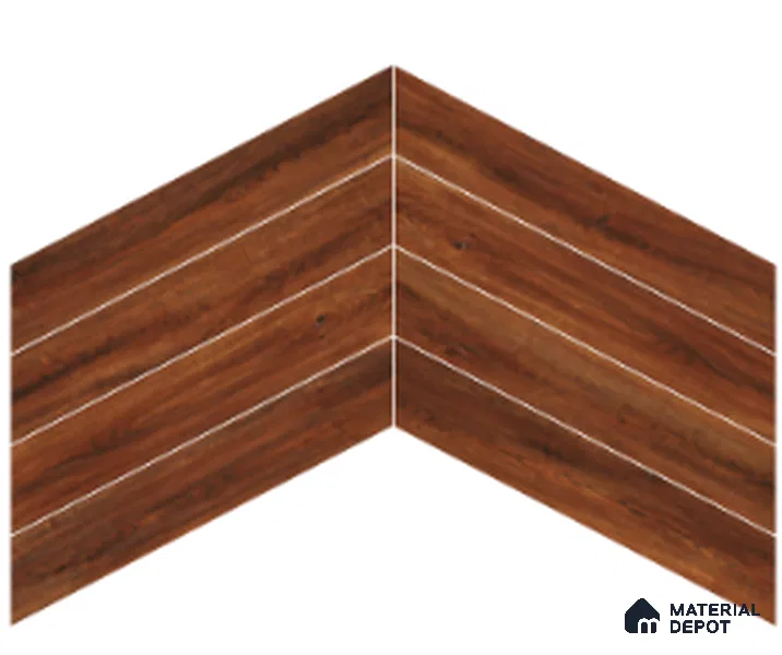 Wood Look Floor Tile TL 10402 Chevron Sedona 35.43 inch x 6 inch Matte Finish Porcelain Tile - 9 mm | Suitable For living Room, Bedroom, Bathroom | 2-3 mm Spacer is Mandatory