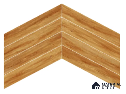 Wood Look Floor Tile TL 10397 Chevron Knotty Pine 35.43 inch x 6 inch Matte Finish Porcelain Tile - 9 mm | Suitable For living Room, Bedroom, Bathroom | 2-3 mm Spacer is Mandatory