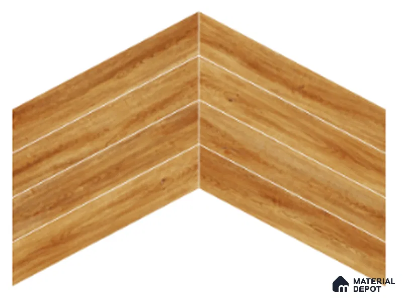 Wood Look Floor Tile TL 10397 Chevron Knotty Pine 35.43 inch x 6 inch Matte Finish Porcelain Tile - 9 mm | Suitable For living Room, Bedroom, Bathroom | 2-3 mm Spacer is Mandatory