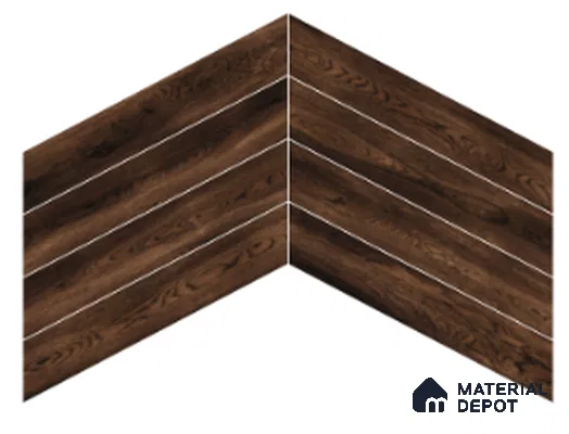 Wood Look Floor Tile TL 10400 Chevron Quissac 35.43 inch x 6 inch Matte Finish Porcelain Tile - 9 mm | Suitable For living Room, Bedroom, Bathroom | 2-3 mm Spacer is Mandatory