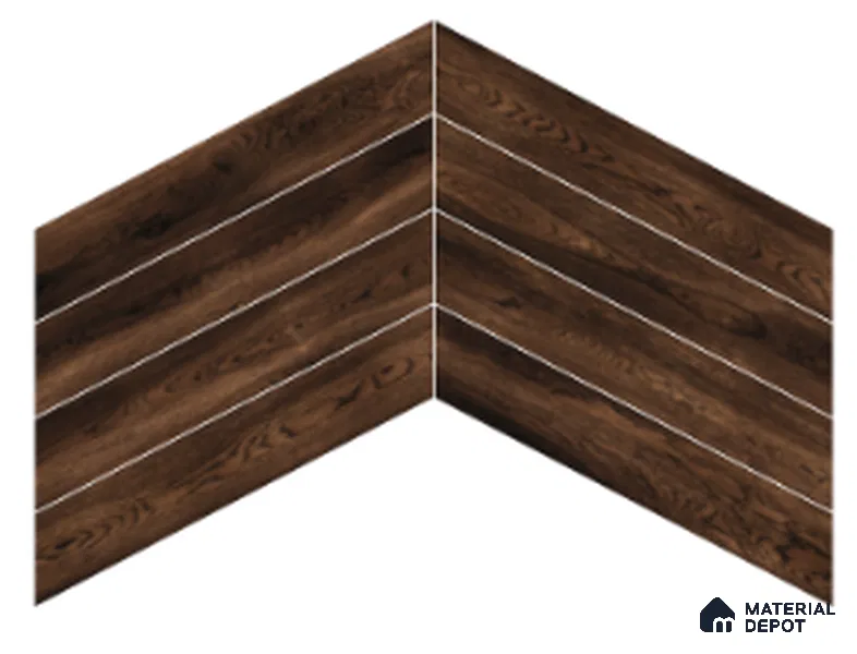 Wood Look Floor Tile TL 10400 Chevron Quissac 35.43 inch x 6 inch Matte Finish Porcelain Tile - 9 mm | Suitable For living Room, Bedroom, Bathroom | 2-3 mm Spacer is Mandatory
