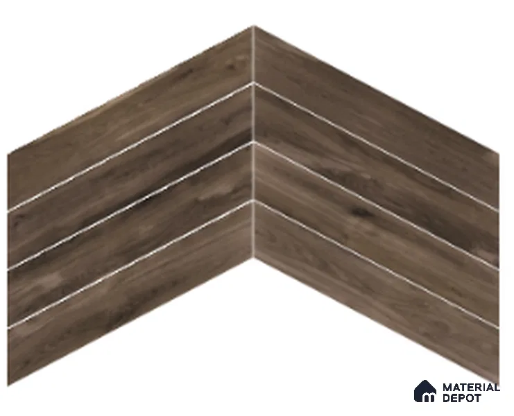 Wood Look Floor Tile TL 10391 Chevron Novara 35.43 inch x 6 inch Matte Finish Porcelain Tile - 9 mm | Suitable For living Room, Bedroom, Bathroom | 2-3 mm Spacer is Mandatory