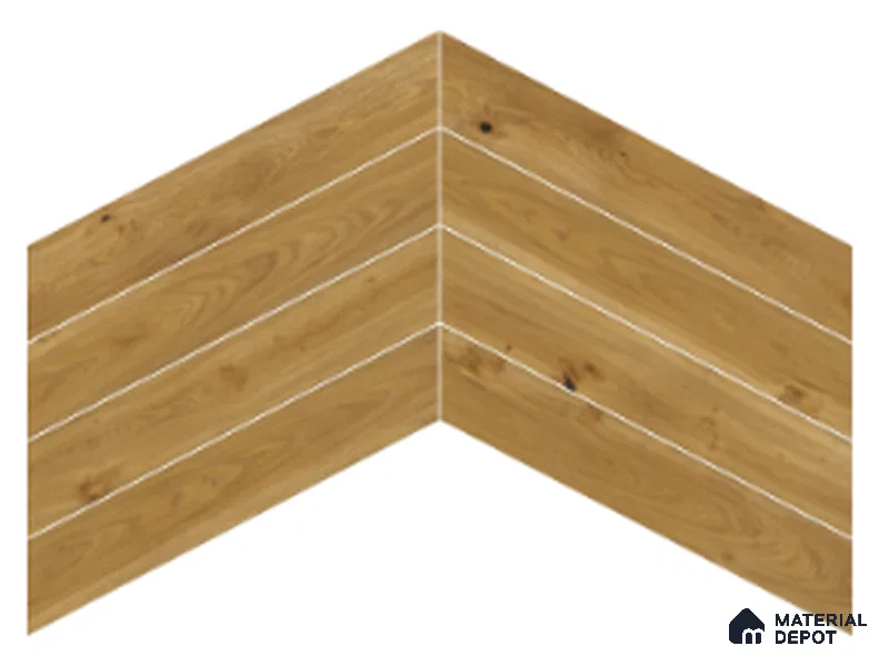 Wood Look Floor Tile TL 10395 B Chevron Golden Oak 35.43 inch x 6 inch Matte Finish Porcelain Tile - 9 mm | Suitable For living Room, Bedroom, Bathroom | 2-3 mm Spacer is Mandatory