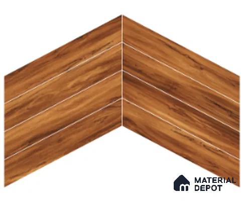 Wood Look Floor Tile TL 10395 Chevron Golden Honey 35.43 inch x 6 inch Matte Finish Porcelain Tile - 9 mm | Suitable For living Room, Bedroom, Bathroom | 2-3 mm Spacer is Mandatory
