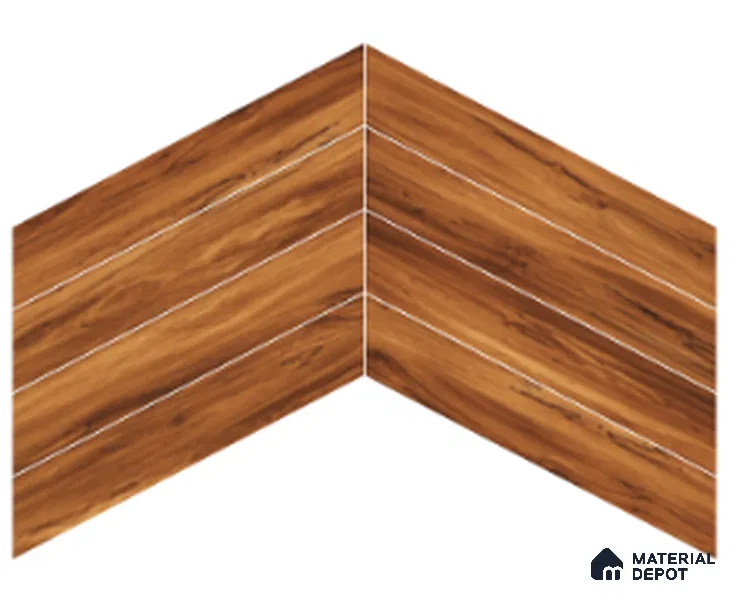 Wood Look Floor Tile TL 10395 Chevron Golden Honey 35.43 inch x 6 inch Matte Finish Porcelain Tile - 9 mm | Suitable For living Room, Bedroom, Bathroom | 2-3 mm Spacer is Mandatory