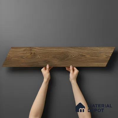 Wood Look Floor Tile TL 10396 Chevron Jacobean 35.43 inch x 6 inch Matte Finish Porcelain Tile - 9 mm | Suitable For living Room, Bedroom, Bathroom | 2-3 mm Spacer is Mandatory