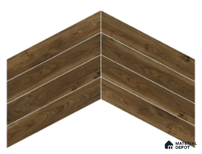 Wood Look Floor Tile TL 10396 Chevron Jacobean 35.43 inch x 6 inch Matte Finish Porcelain Tile - 9 mm | Suitable For living Room, Bedroom, Bathroom | 2-3 mm Spacer is Mandatory