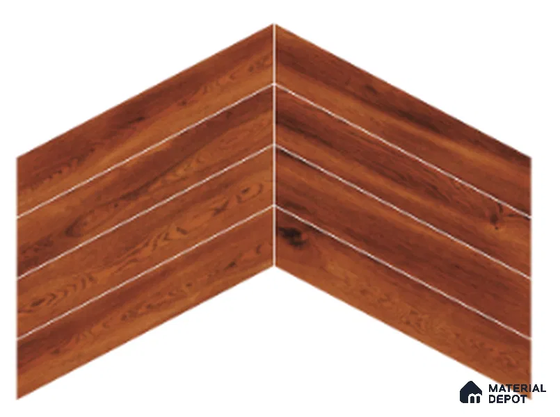 Wood Look Floor Tile TL 10398 Chevron Merabu 35.43 inch x 6 inch Matte Finish Porcelain Tile - 9 mm | Suitable For living Room, Bedroom, Bathroom | 2-3 mm Spacer is Mandatory