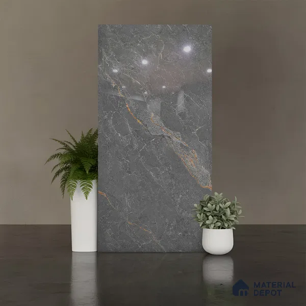 Floor & Wall Tile TL 07847 Endless Majestic Grey 4 ft x 2 ft Vitrified Glossy Finish - 9 mm | Suitable for Kitchen, Bathroom, Living Room & Bedroom | Random 4