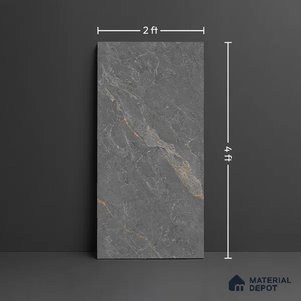 Floor & Wall Tile TL 07847 Endless Majestic Grey 4 ft x 2 ft Vitrified Glossy Finish - 9 mm | Suitable for Kitchen, Bathroom, Living Room & Bedroom | Random 4