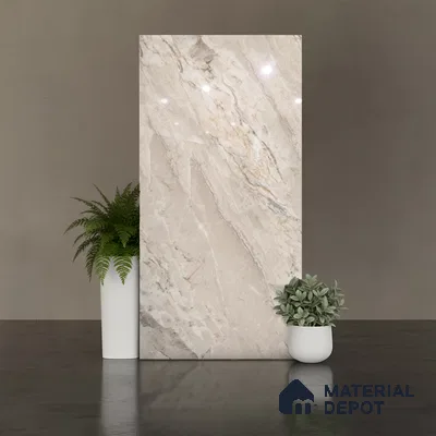 Endless Marble Floor & Wall Tile TL 10115 Argenta Crema 4 ft x 2 ft Glossy Finish Vitrified Tile - 9 mm | 6 random design | Suitable For Living Room, Bedroom, Bathroom