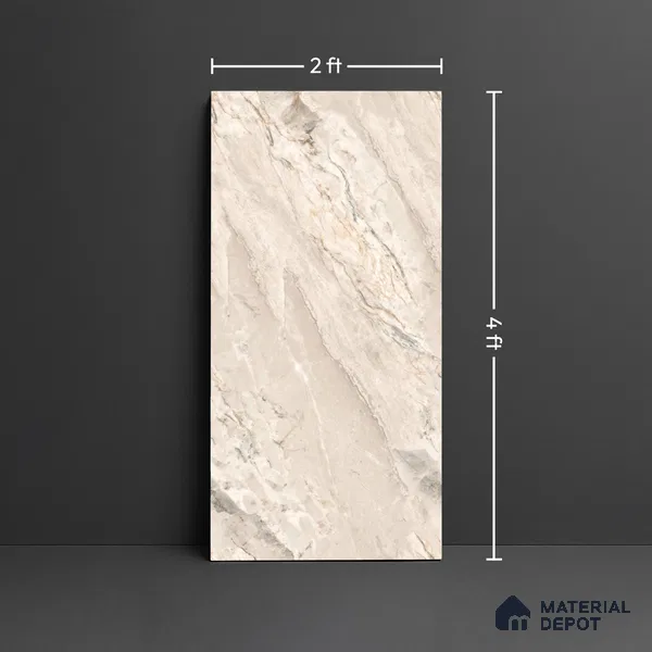 Endless Marble Floor & Wall Tile TL 10115 Argenta Crema 4 ft x 2 ft Glossy Finish Vitrified Tile - 9 mm | 6 random design | Suitable For Living Room, Bedroom, Bathroom