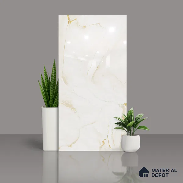 Floor & Wall Tile TL 07850 Spring Gold 4 ft x 2 ft Vitrified Glossy Finish - 9 mm | Suitable for Kitchen, Bathroom, Living Room & Bedroom | Random 7