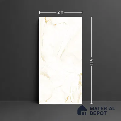 Floor & Wall Tile TL 07850 Spring Gold 4 ft x 2 ft Vitrified Glossy Finish - 9 mm | Suitable for Kitchen, Bathroom, Living Room & Bedroom | Random 7