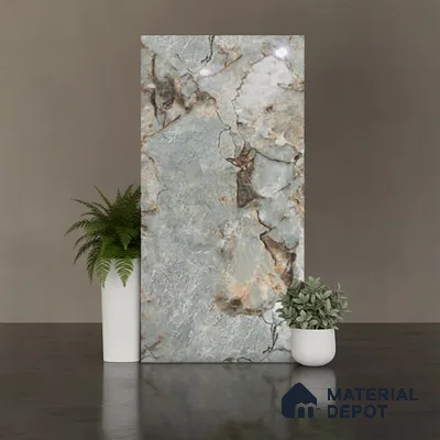 Marble Floor & Wall Tile TL 10148 Harmony Green Endless 4 ft x 2 ft Glossy Finish Vitrified Tile - 9 mm | Suitable For living Room, Bedroom, Bathroom