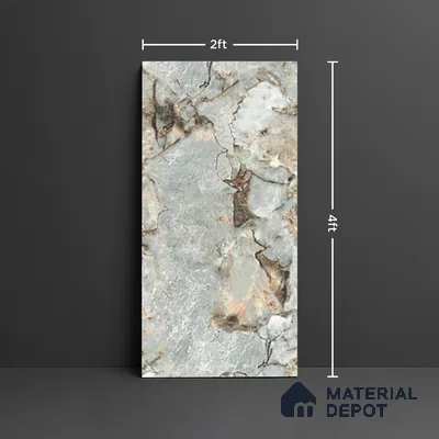 Marble Floor & Wall Tile TL 10148 Harmony Green Endless 4 ft x 2 ft Glossy Finish Vitrified Tile - 9 mm | Suitable For living Room, Bedroom, Bathroom