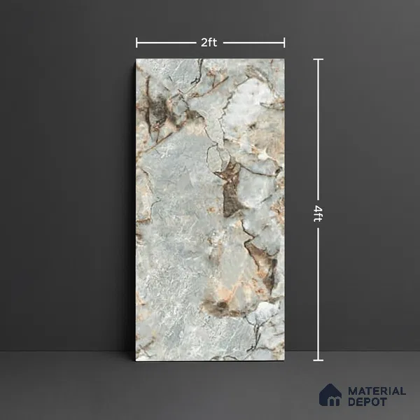 Marble Floor & Wall Tile TL 10148 Harmony Green Endless 4 ft x 2 ft Glossy Finish Vitrified Tile - 9 mm | Suitable For living Room, Bedroom, Bathroom