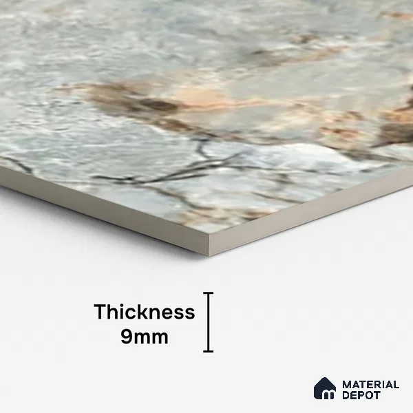 Marble Floor & Wall Tile TL 10148 Harmony Green Endless 4 ft x 2 ft Glossy Finish Vitrified Tile - 9 mm | Suitable For living Room, Bedroom, Bathroom