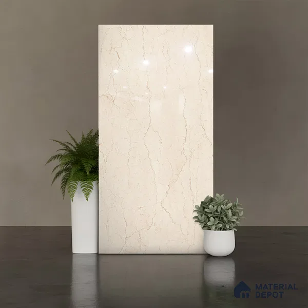 Floor & Wall Tile TL 07843 Infinite Saina Beige 4 ft x 2 ft Vitrified Glossy Finish - 9 mm | Suitable for Kitchen, Bathroom, Living Room & Bedroom | Random 4