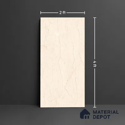Floor & Wall Tile TL 07843 Infinite Saina Beige 4 ft x 2 ft Vitrified Glossy Finish - 9 mm | Suitable for Kitchen, Bathroom, Living Room & Bedroom | Random 4