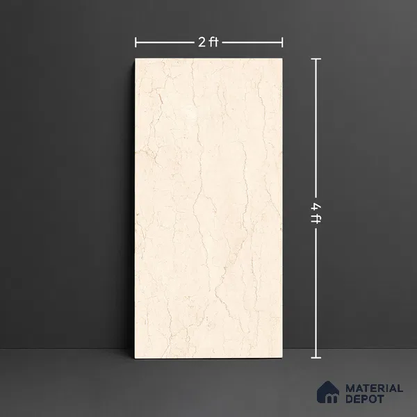 Floor & Wall Tile TL 07843 Infinite Saina Beige 4 ft x 2 ft Vitrified Glossy Finish - 9 mm | Suitable for Kitchen, Bathroom, Living Room & Bedroom | Random 4
