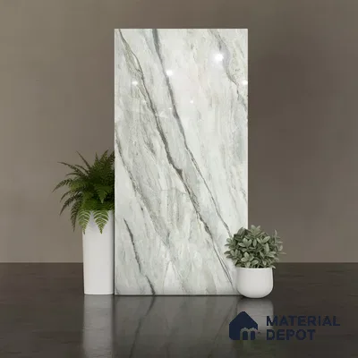 Floor & Wall Tile TL 07848 Endless Oyster Green 4 ft x 2 ft Vitrified Glossy Finish - 9 mm | Suitable for Kitchen, Bathroom, Living Room & Bedroom | Random 6