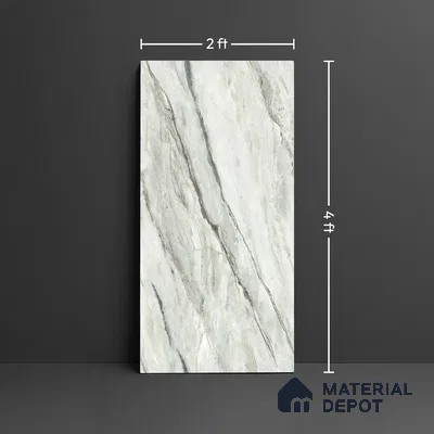 Floor & Wall Tile TL 07848 Endless Oyster Green 4 ft x 2 ft Vitrified Glossy Finish - 9 mm | Suitable for Kitchen, Bathroom, Living Room & Bedroom | Random 6